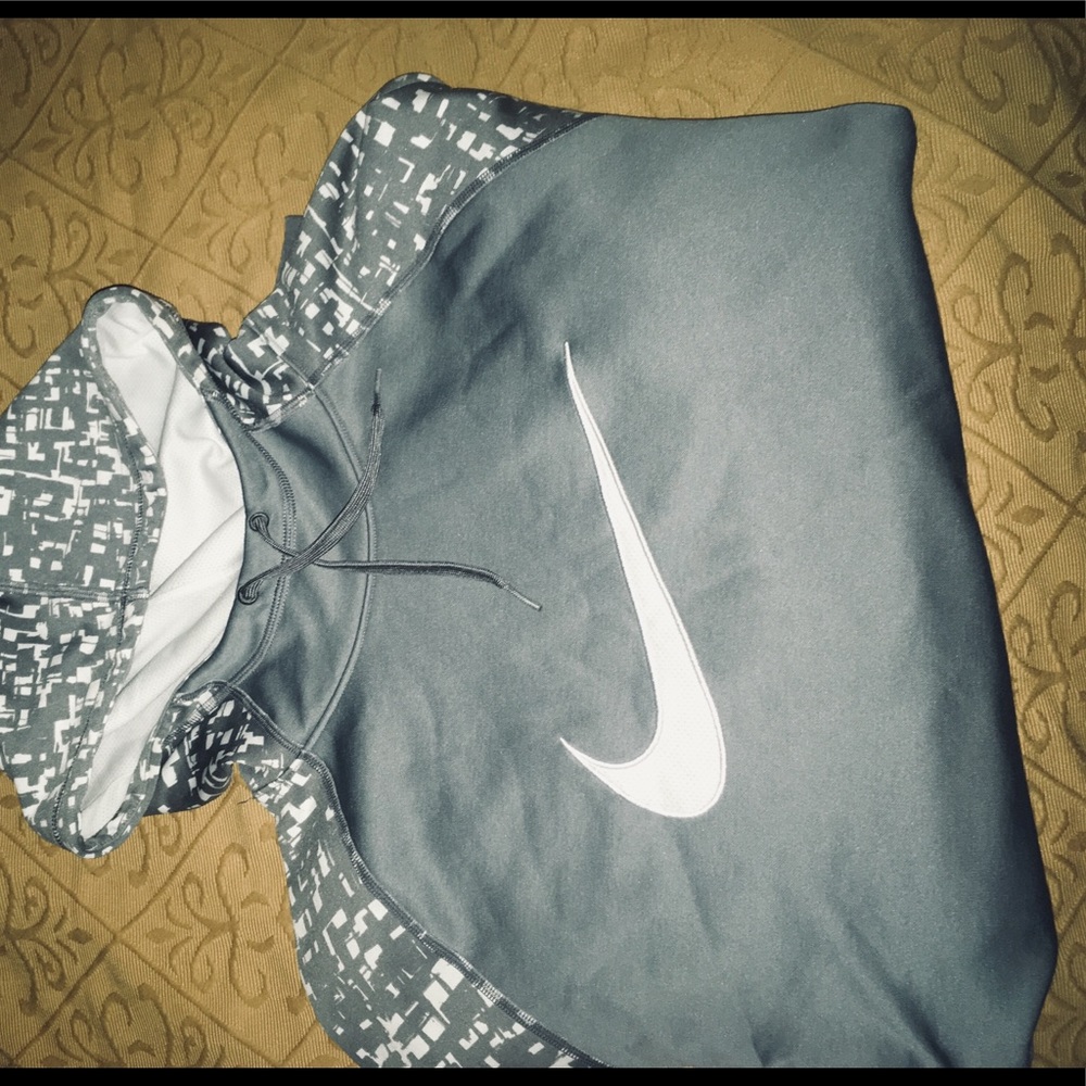White and Gray Long Sleeve Nike Hoodie